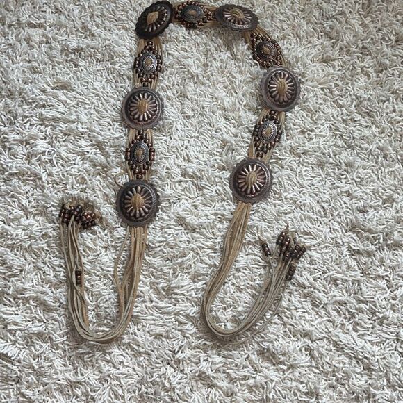 Gorgeous Western Copper Brass Handmade Leather Belt  With Tassels Southwestern main image 9